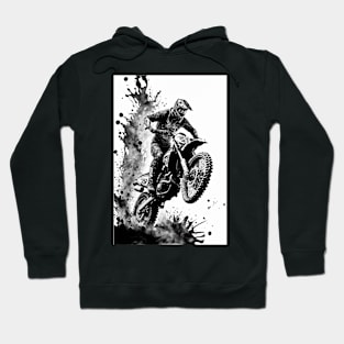 Dirt bike wheelie - black silhouette, white background Hoodie